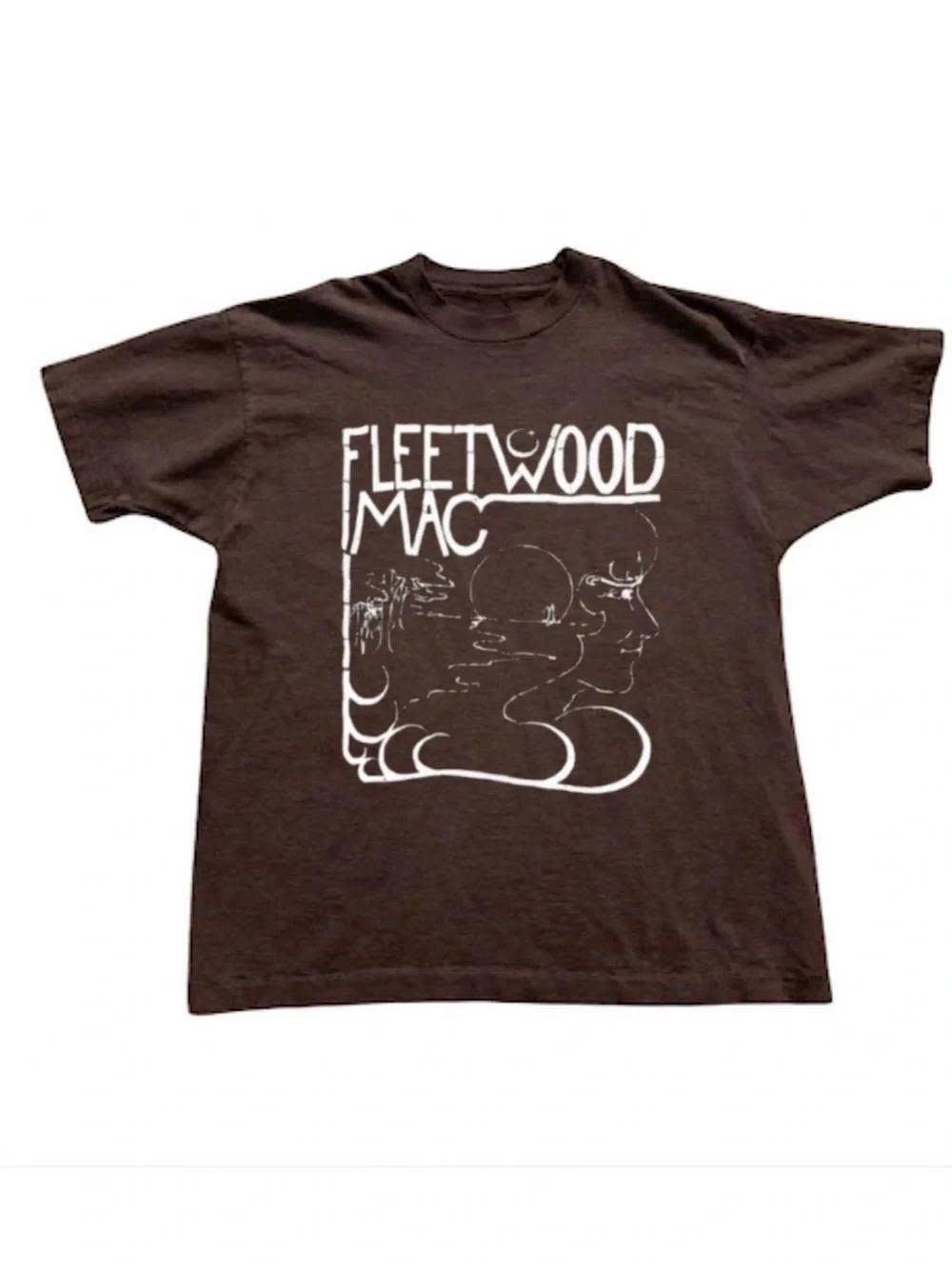 Brown T‑Shirt with White Fleetwood Mac Graphic